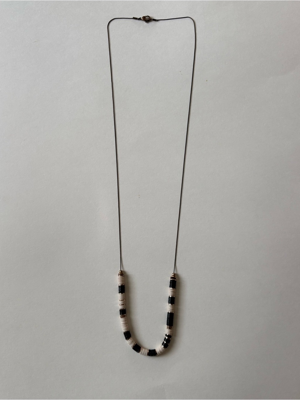 Anthropologie Black and White Beaded U-Necklace